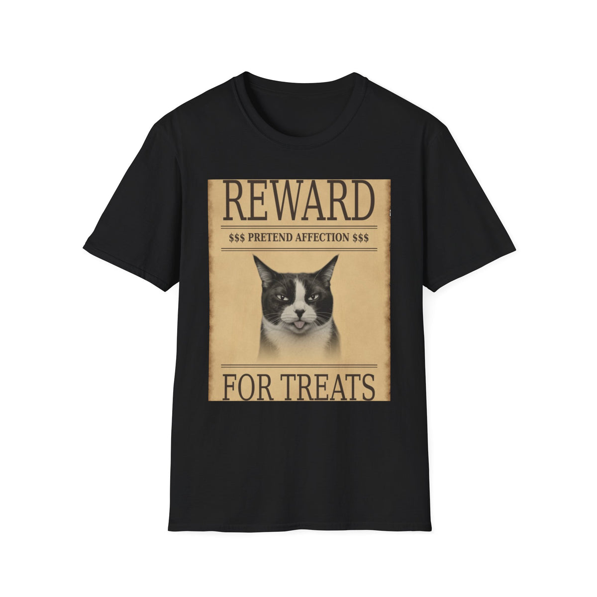 Reward for Treats Cat T-Shirt — Vintage Wanted Poster Cat Tee