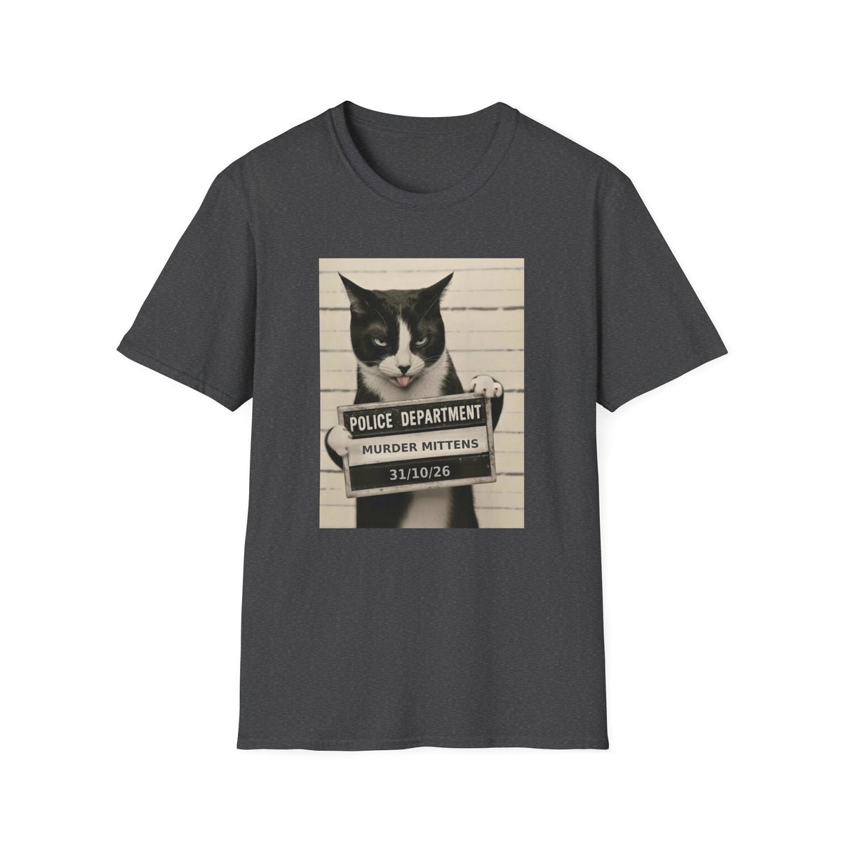 Mugshot Cat T-Shirt — 'Murder Mittens' Vintage Police Poster Tee