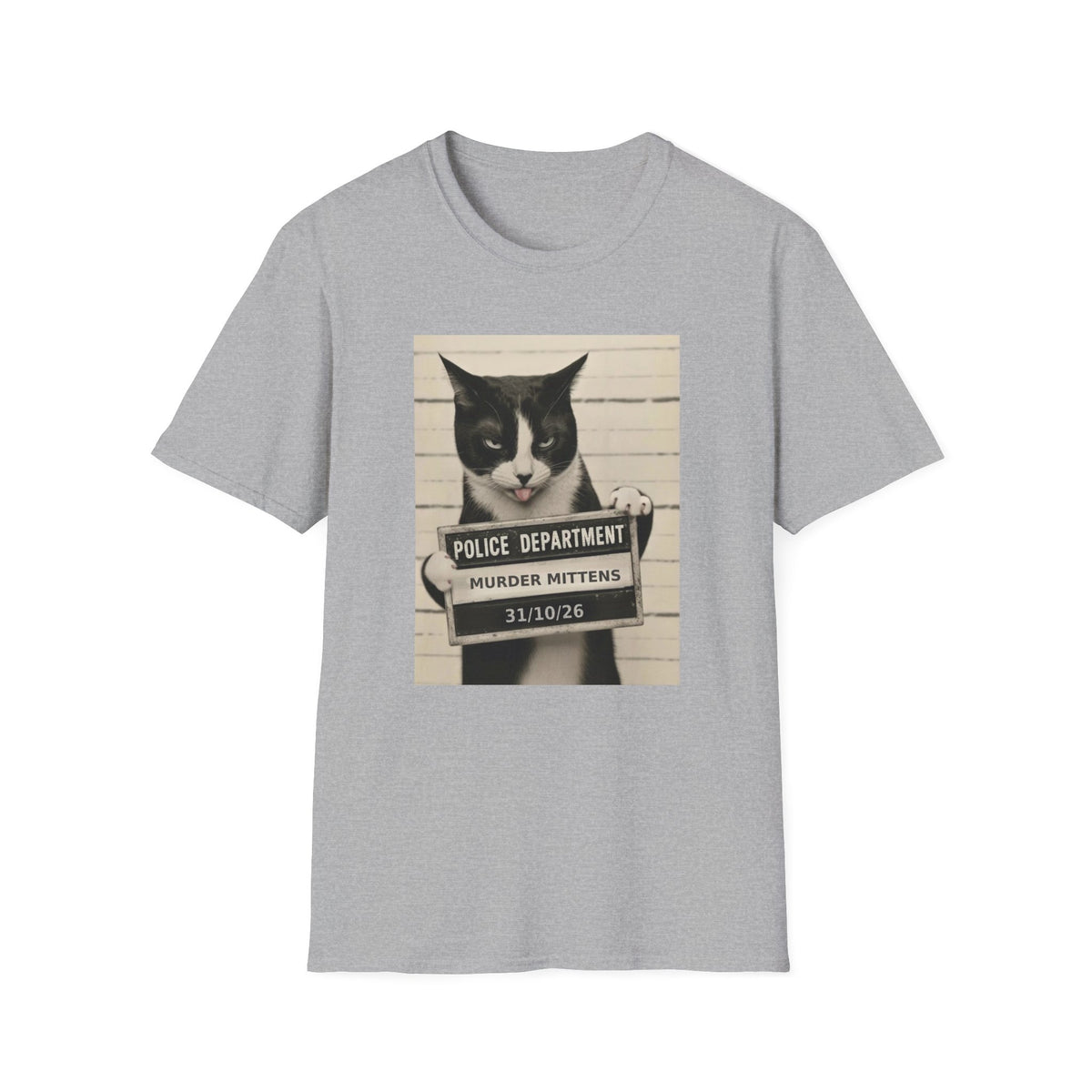 Mugshot Cat T-Shirt — 'Murder Mittens' Vintage Police Poster Tee