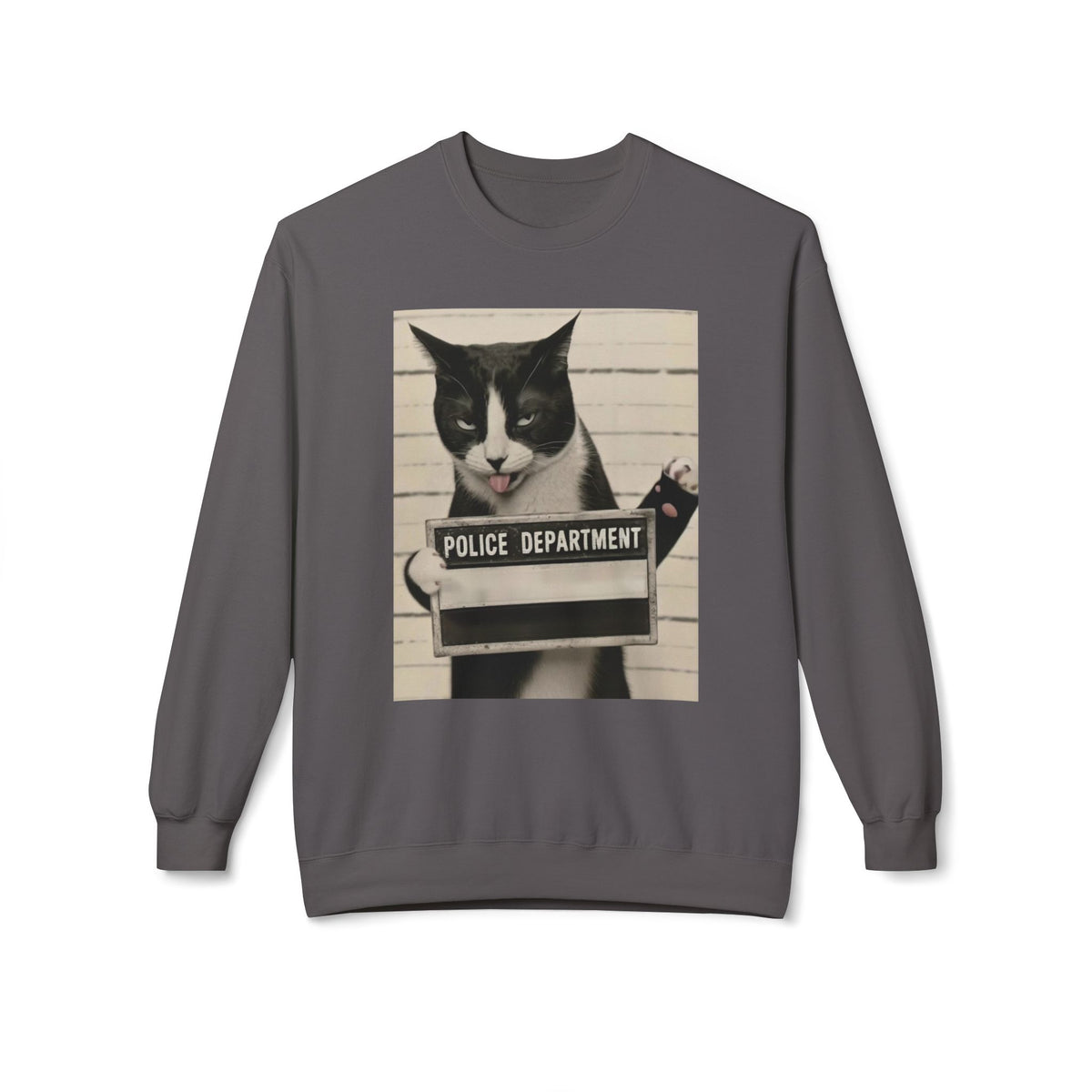 Mugshot Cat Sweatshirt - Vintage Police Department Kitty Crewneck