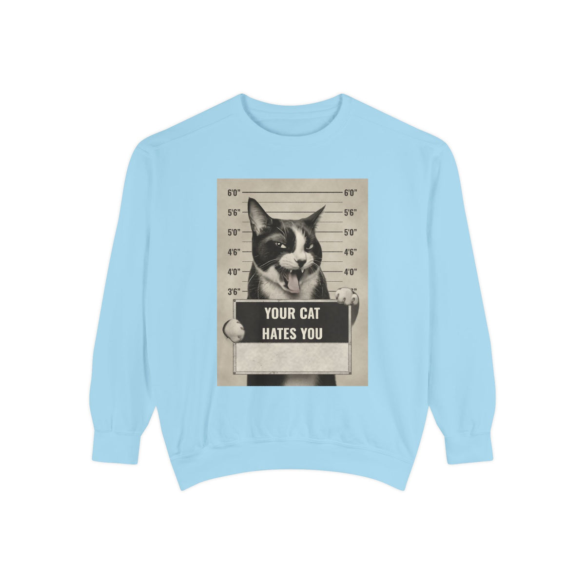 Cat Mugshot Sweatshirt — “Your Cat Hates You” Vintage Pet Lover Pullover