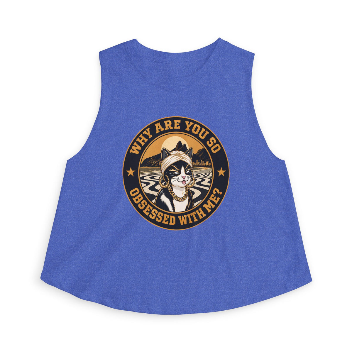 Retro Cat Portrait Women's Crop Top — Vintage Glam Kitty Graphic