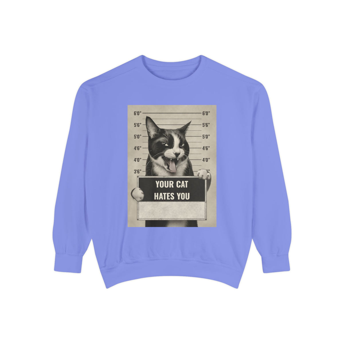 Cat Mugshot Sweatshirt — “Your Cat Hates You” Vintage Pet Lover Pullover