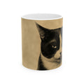 Tuxedo Cat Ceramic Mug – Vintage Sepia Cat Photo Coffee Cup (11oz, 15oz)