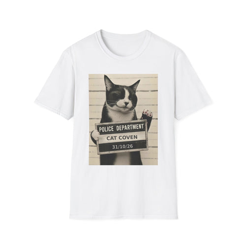 Cat Mugshot T-Shirt – 'Police Department: Cat Coven' Vintage Novelty Tee