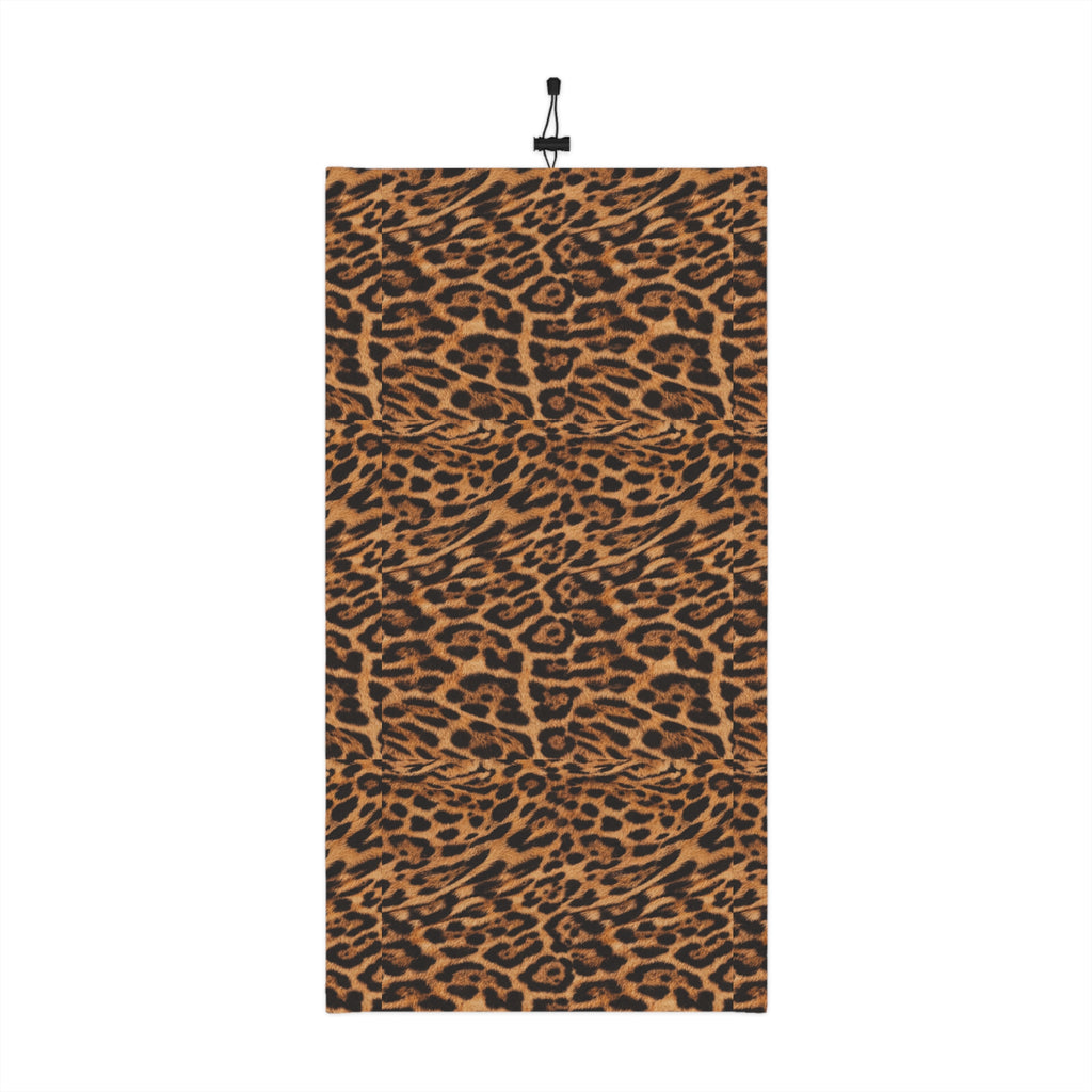 Jaguar Print Winter Neck Gaiter with Drawstring — Cozy Animal Print Face Covering