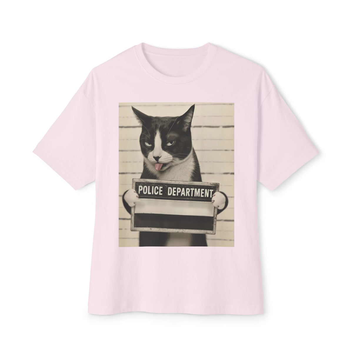 Mugshot Cat Tee — Vintage Police Department Cat Graphic Shirt