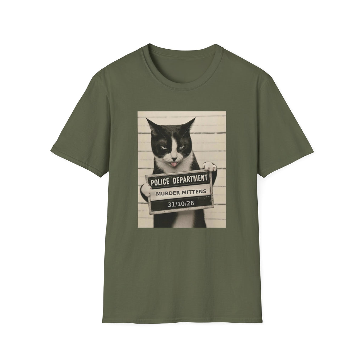 Mugshot Cat T-Shirt — 'Murder Mittens' Vintage Police Poster Tee
