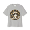 Cat Wave Tee — Retro Samurai Cat Graphic Boxy T‑Shirt