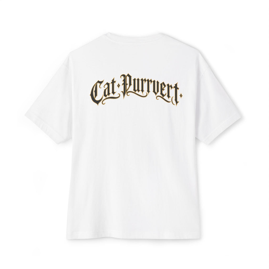 Cat Wave Tee — Retro Samurai Cat Graphic Boxy T‑Shirt