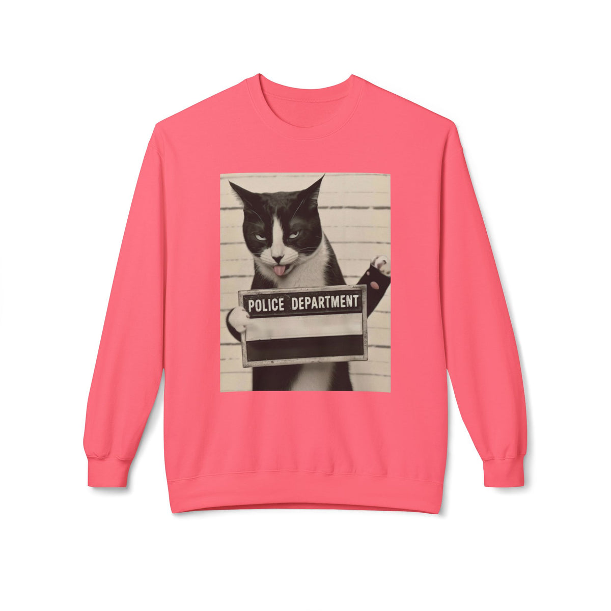 Mugshot Cat Sweatshirt - Vintage Police Department Kitty Crewneck