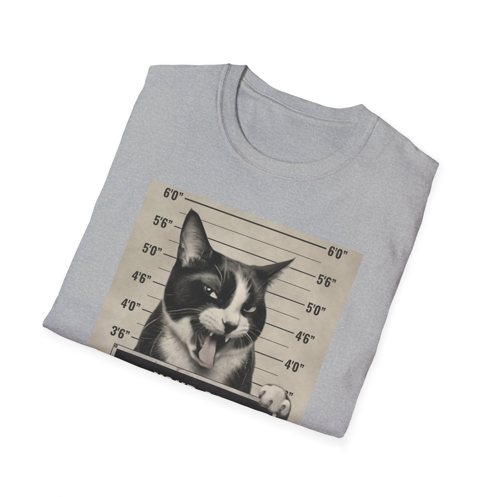 Cat Mugshot T-Shirt — “Your Cat Hates You” Funny Cat Lover Tee
