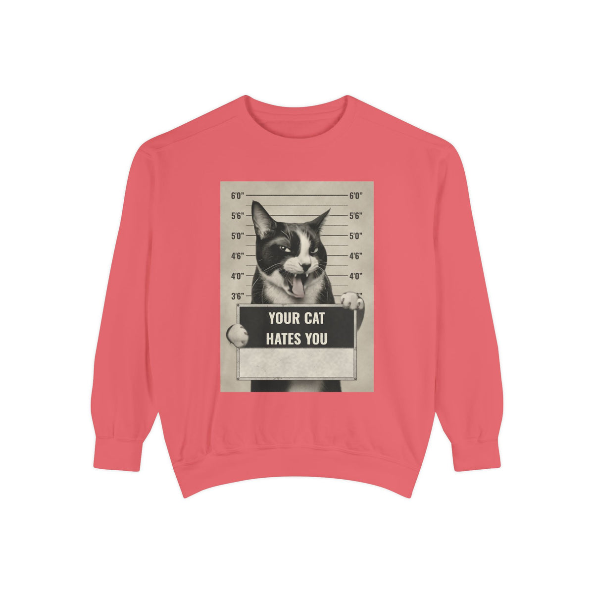 Cat Mugshot Sweatshirt — “Your Cat Hates You” Vintage Pet Lover Pullover