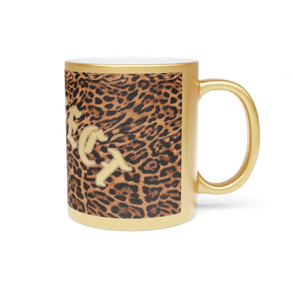 Jaguar 'Purrr' Metallic Mug — Gold Accent Cat Lover Coffee Cup