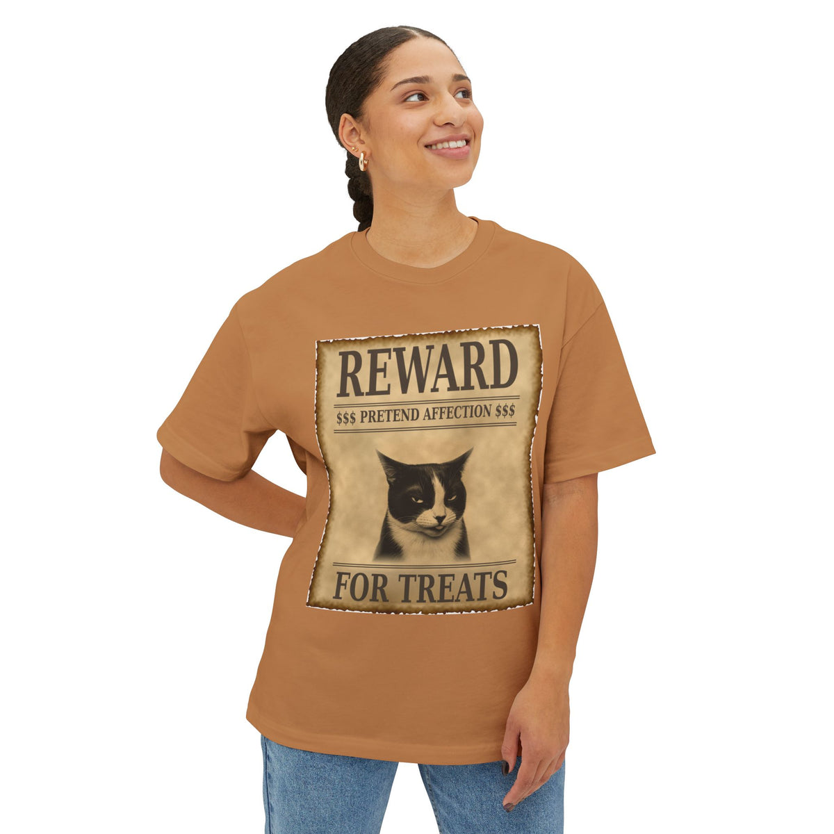 Reward for Treats Cat Tee — Vintage Wanted Poster Graphic T-Shirt
