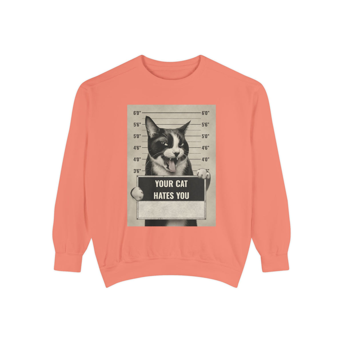 Cat Mugshot Sweatshirt — “Your Cat Hates You” Vintage Pet Lover Pullover