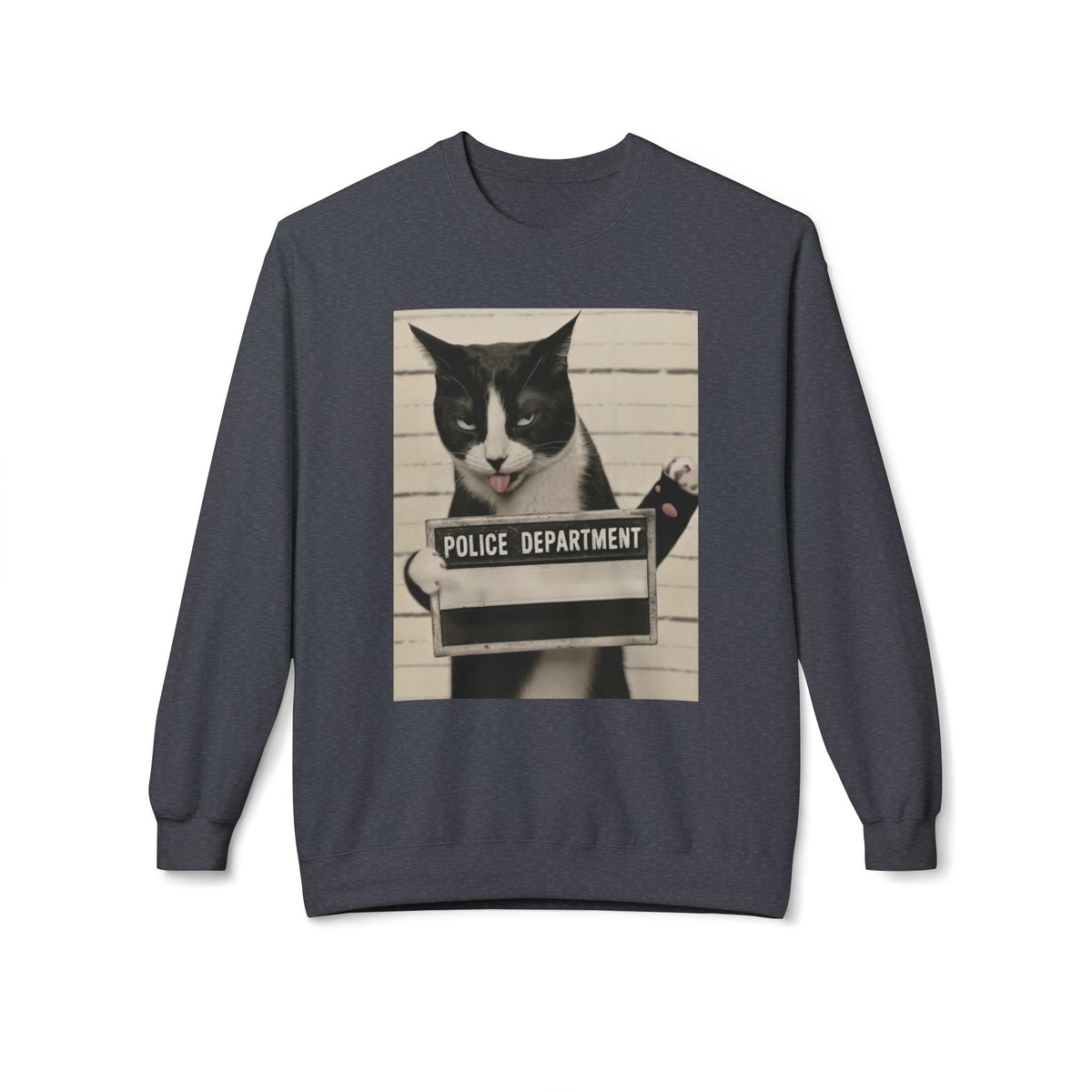 Mugshot Cat Sweatshirt - Vintage Police Department Kitty Crewneck