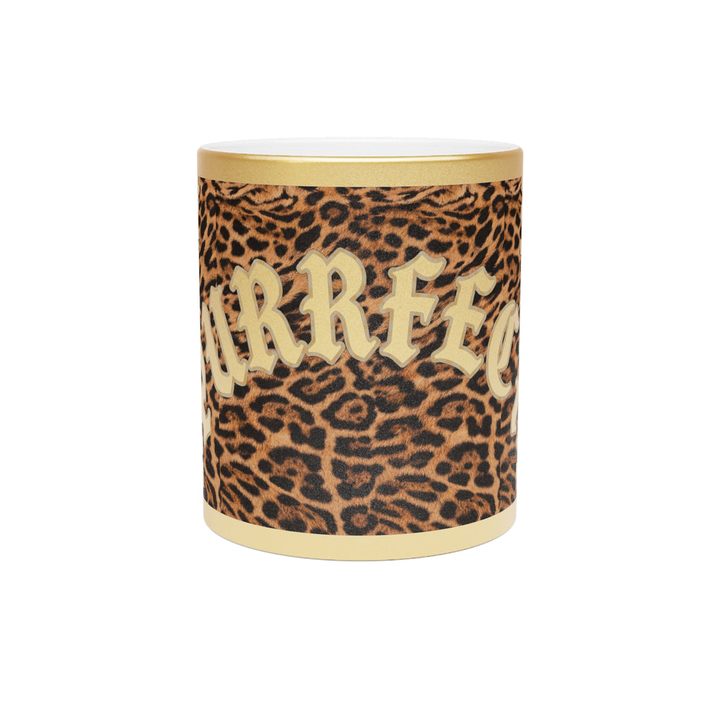 Jaguar 'Purrr' Metallic Mug — Gold Accent Cat Lover Coffee Cup