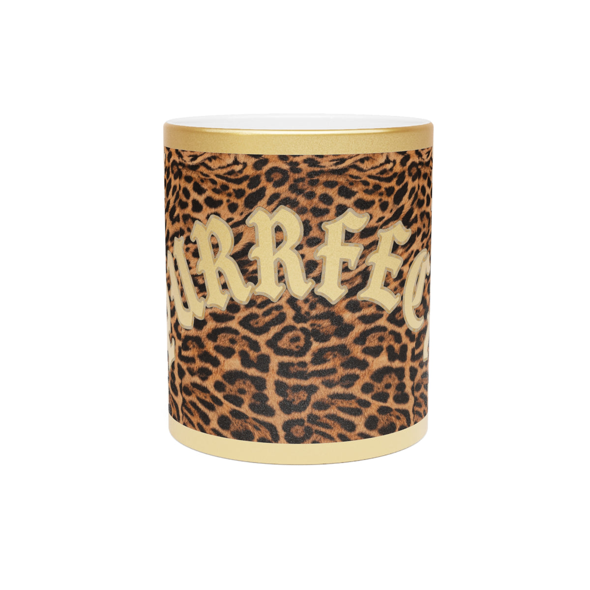 Jaguar 'Purrr' Metallic Mug — Gold Accent Cat Lover Coffee Cup