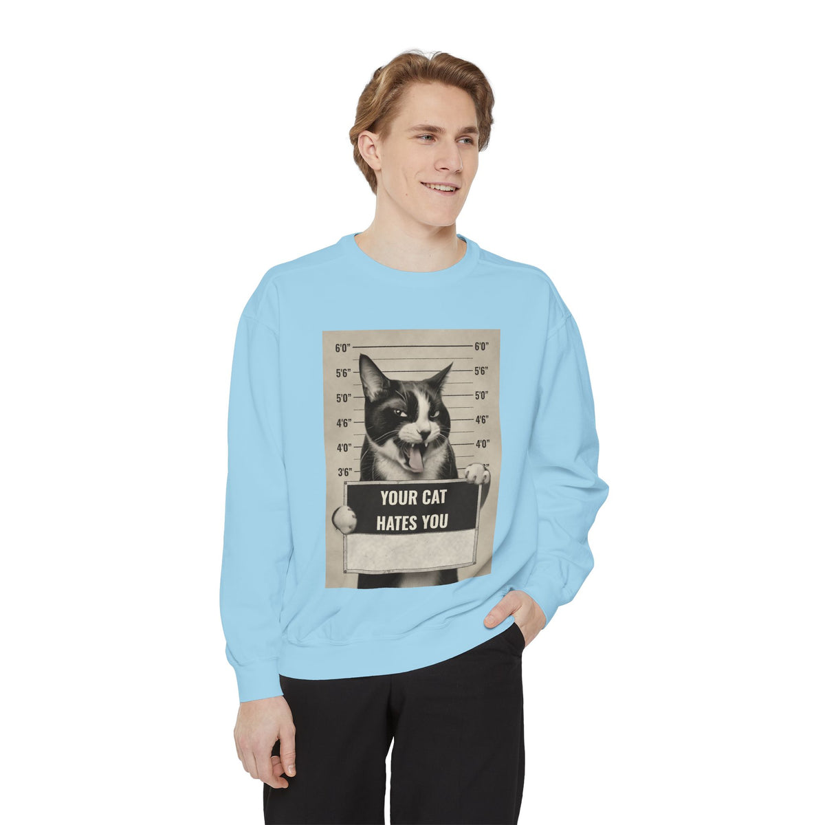 Cat Mugshot Sweatshirt — “Your Cat Hates You” Vintage Pet Lover Pullover