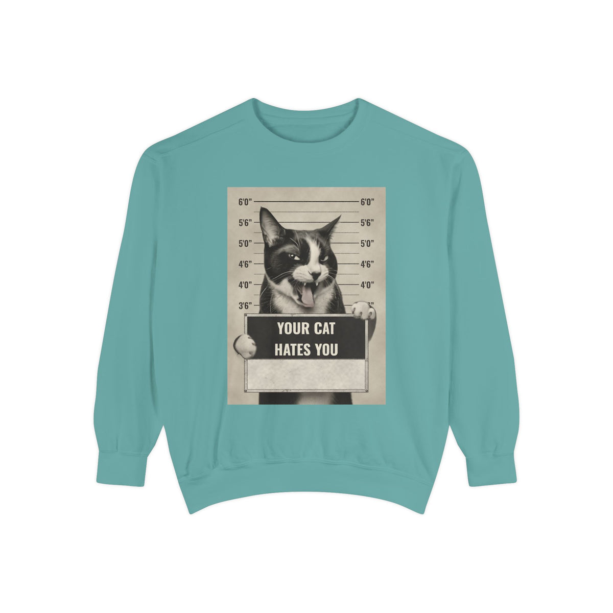 Cat Mugshot Sweatshirt — “Your Cat Hates You” Vintage Pet Lover Pullover