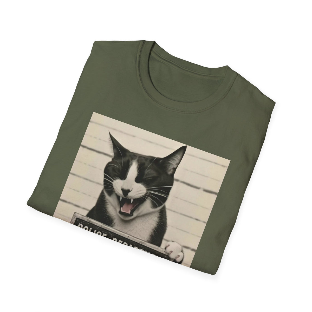 Mugshot Cat T-Shirt – 'Paws of Doom' Funny Vintage Police Poster Tee