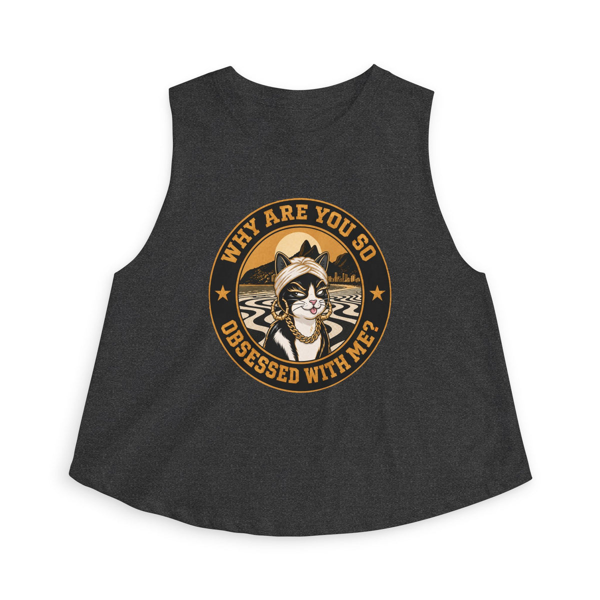 Retro Cat Portrait Women's Crop Top — Vintage Glam Kitty Graphic