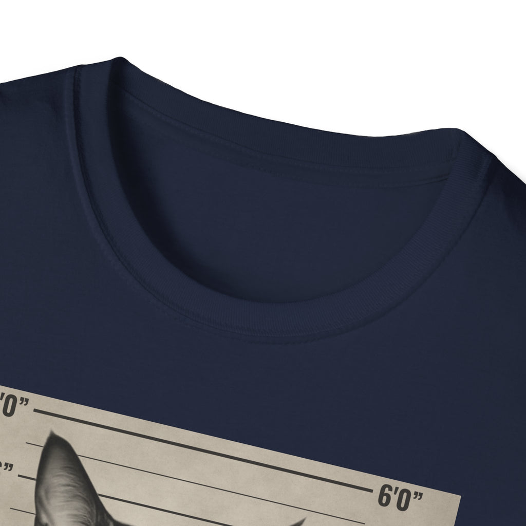Cat Mugshot T-Shirt — “Your Cat Hates You” Funny Cat Lover Tee