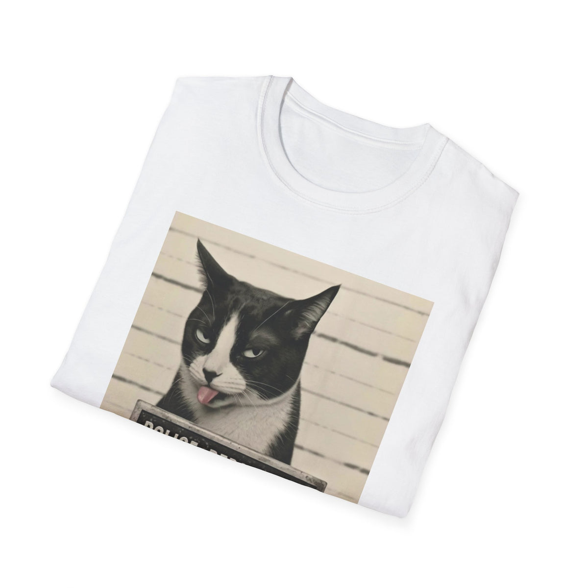 Scaredy Cat Mugshot T-Shirt — Funny Cat Police Department Tee