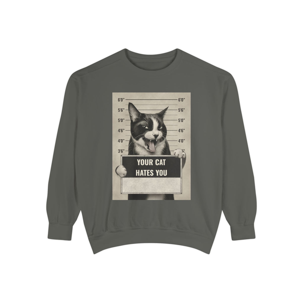 Cat Mugshot Sweatshirt — “Your Cat Hates You” Vintage Pet Lover Pullover