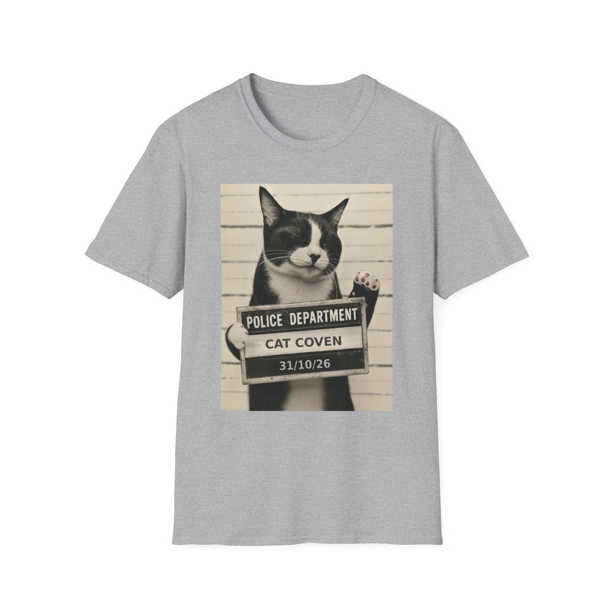 Cat Mugshot T-Shirt – 'Police Department: Cat Coven' Vintage Novelty Tee