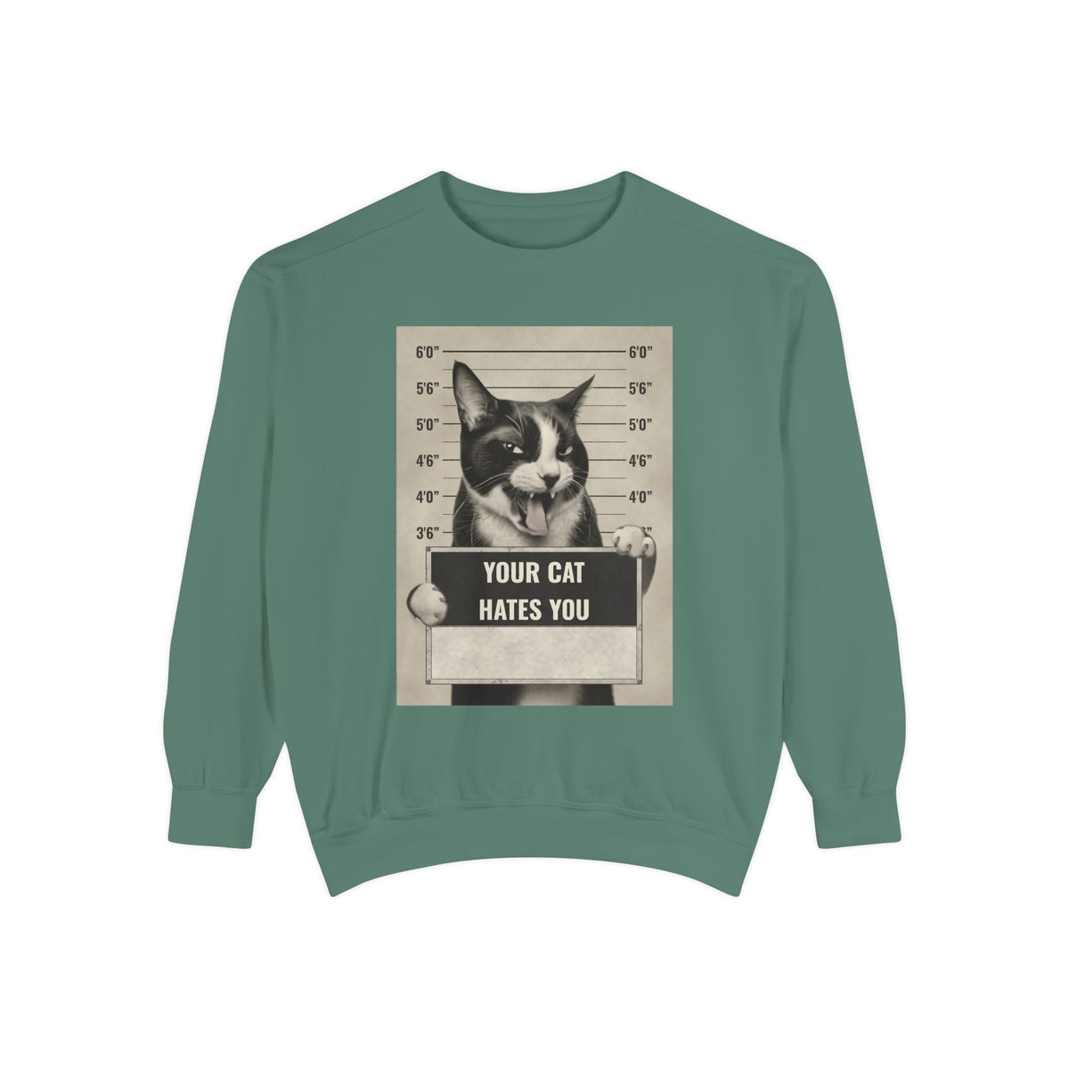 Cat Mugshot Sweatshirt — “Your Cat Hates You” Vintage Pet Lover Pullover