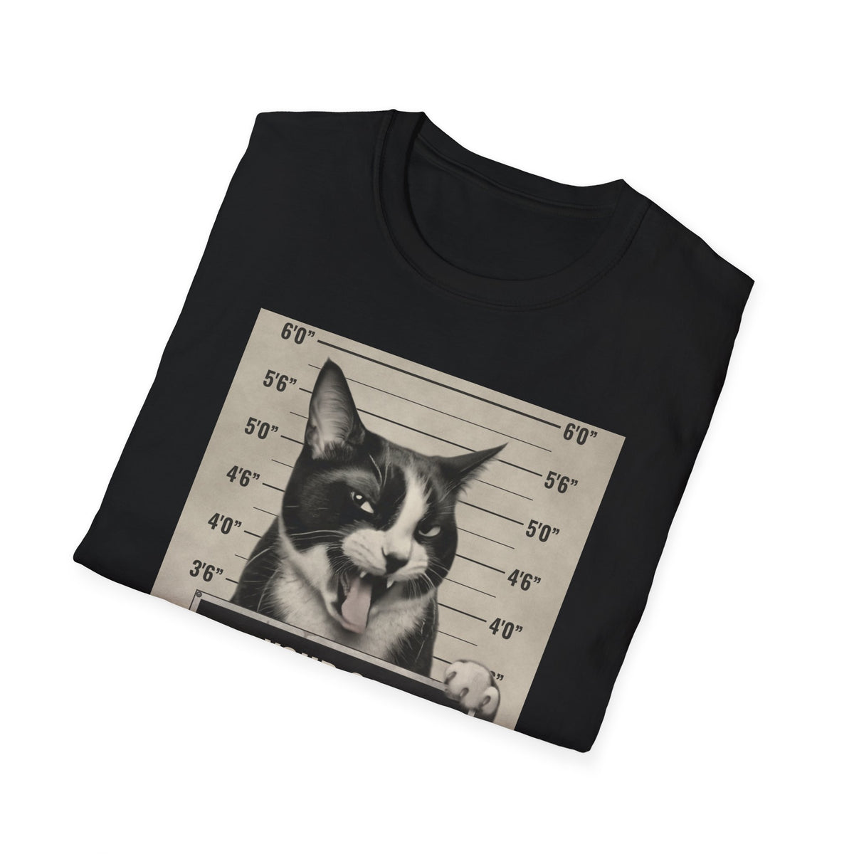 Cat Mugshot T-Shirt — “Your Cat Hates You” Funny Cat Lover Tee