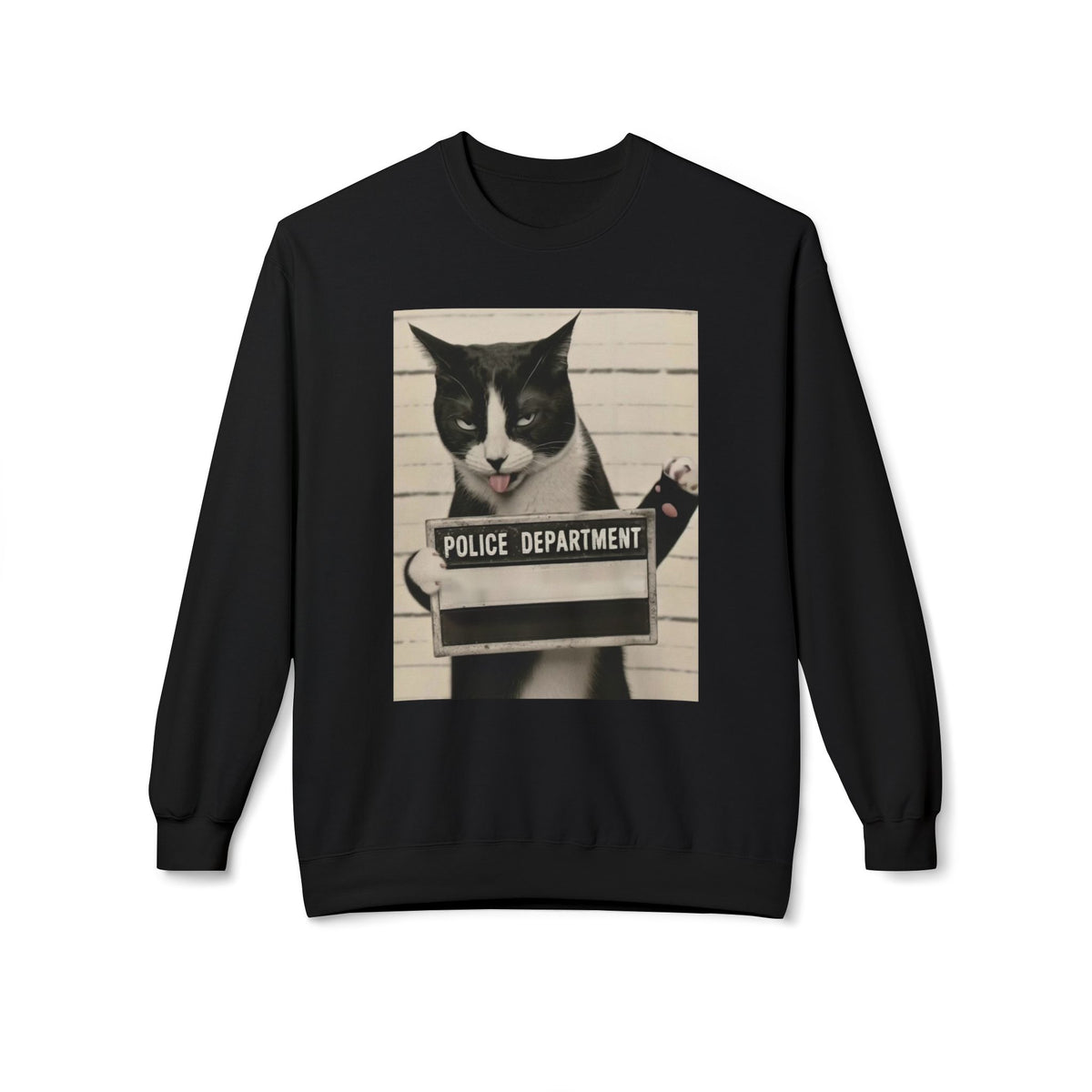 Mugshot Cat Sweatshirt - Vintage Police Department Kitty Crewneck