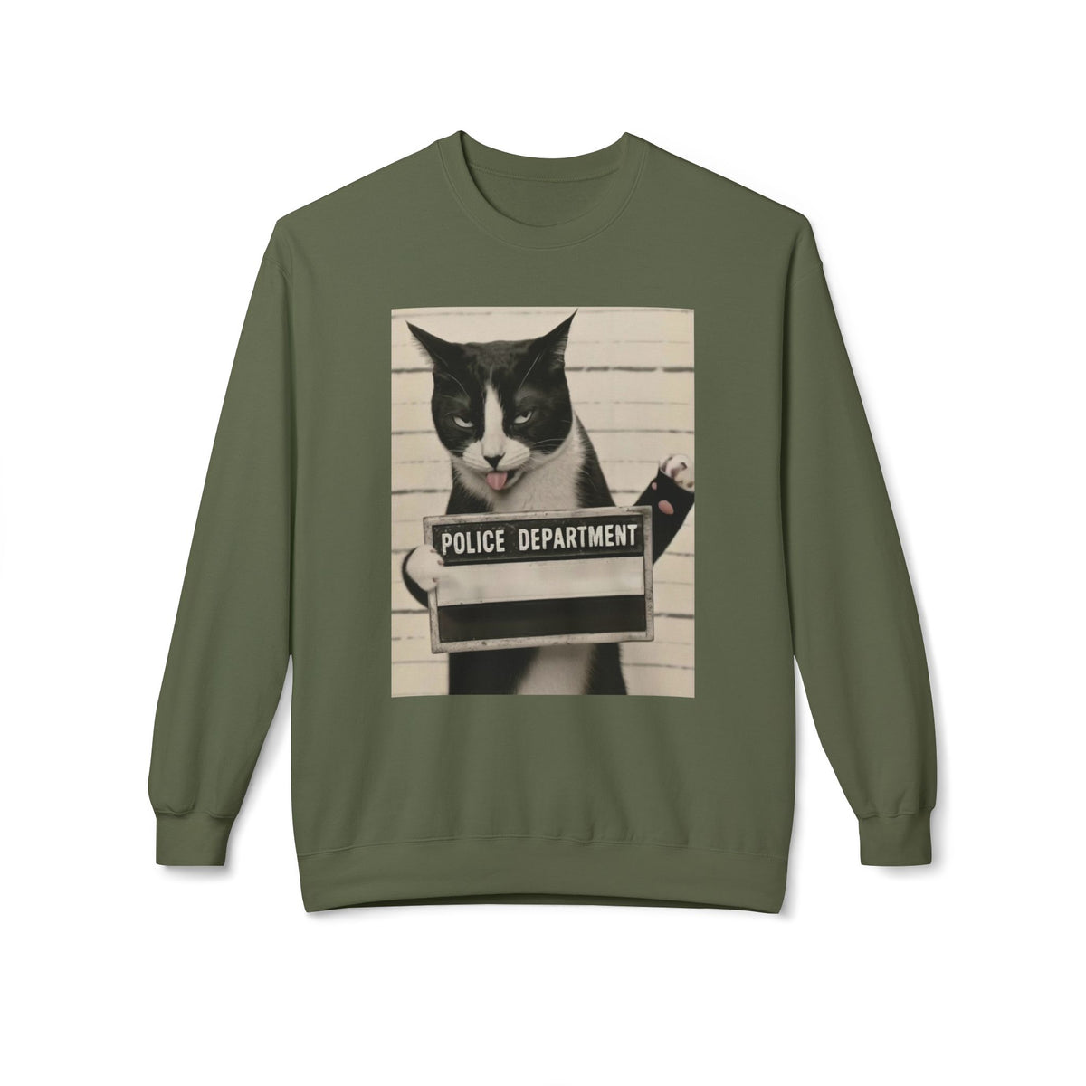 Mugshot Cat Sweatshirt - Vintage Police Department Kitty Crewneck
