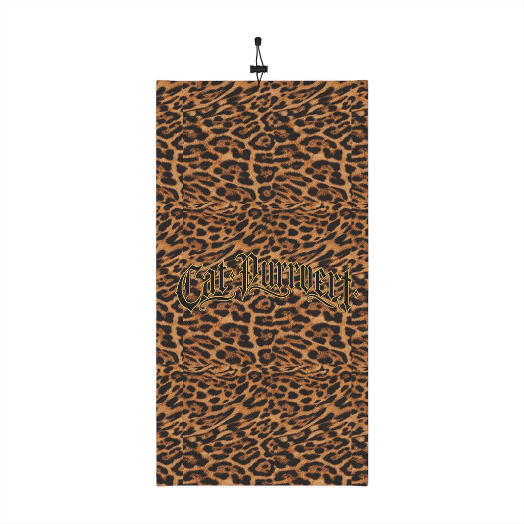 Jaguar Print Winter Neck Gaiter with Drawstring — Cozy Animal Print Face Covering