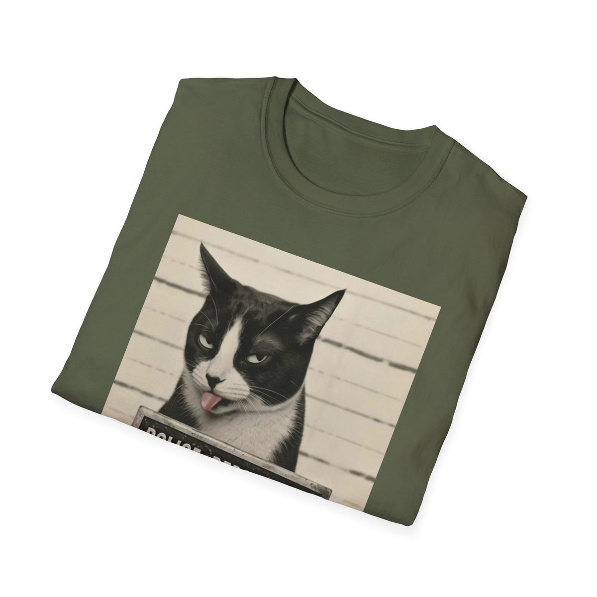 Scaredy Cat Mugshot T-Shirt — Funny Cat Police Department Tee