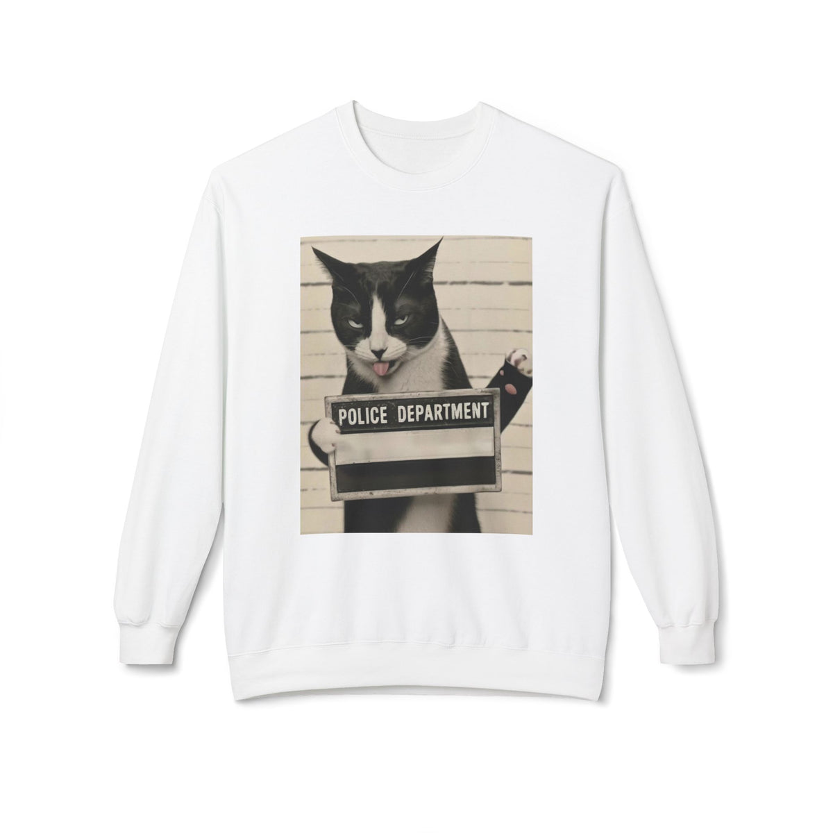 Mugshot Cat Sweatshirt - Vintage Police Department Kitty Crewneck