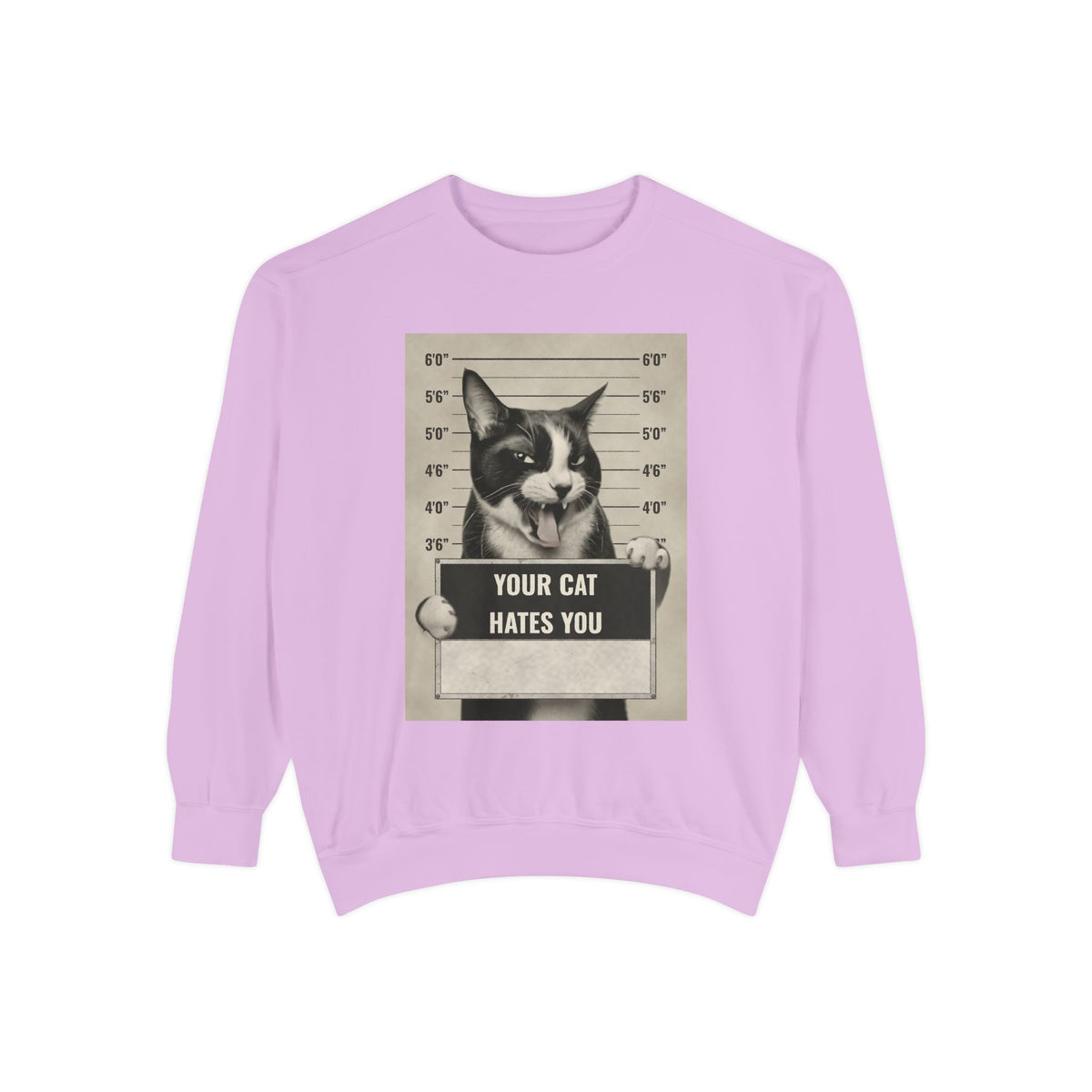 Cat Mugshot Sweatshirt — “Your Cat Hates You” Vintage Pet Lover Pullover