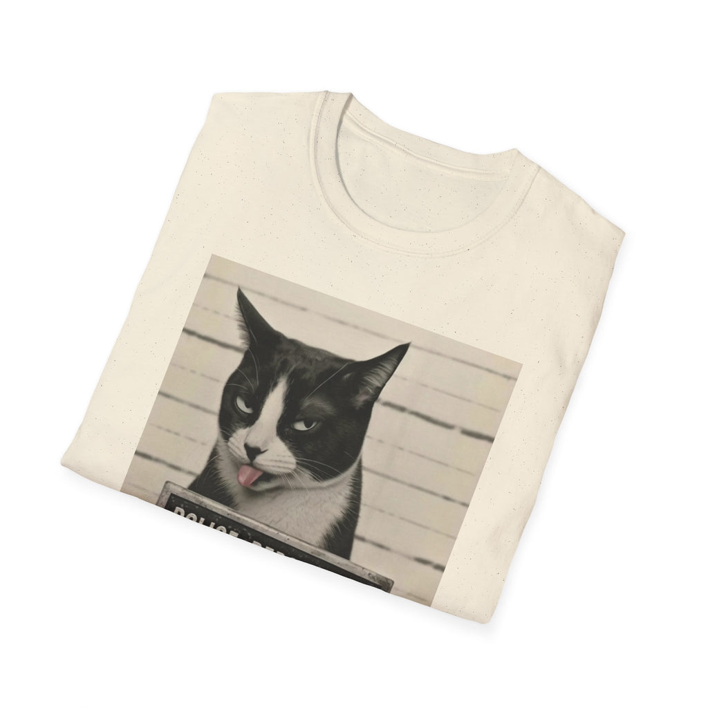 Scaredy Cat Mugshot T-Shirt — Funny Cat Police Department Tee