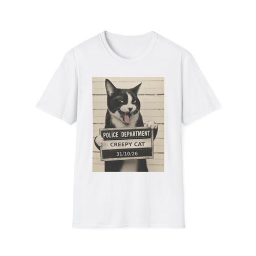 Creepy Cat Mugshot T-Shirt — Funny Halloween Cat Shirt