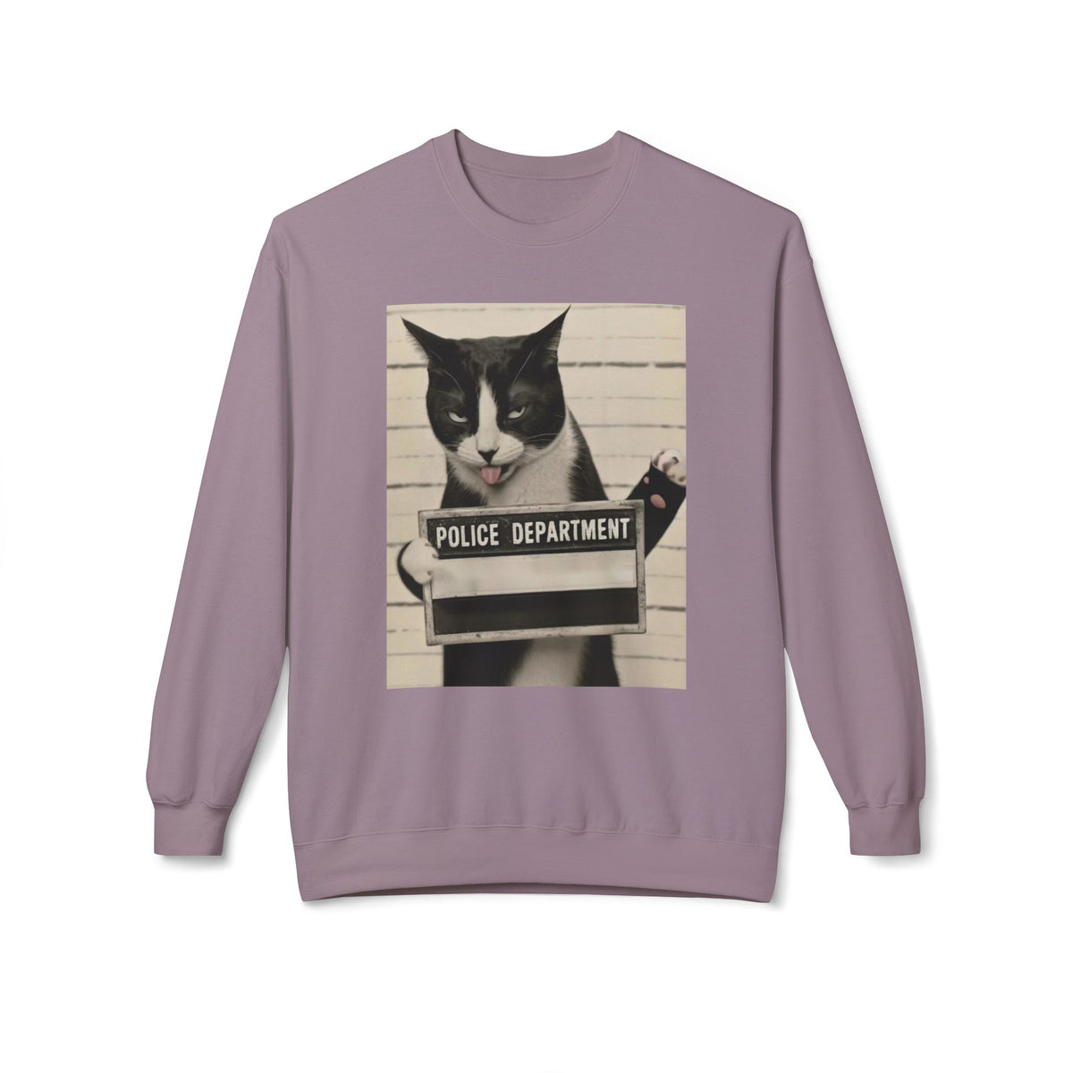 Mugshot Cat Sweatshirt - Vintage Police Department Kitty Crewneck