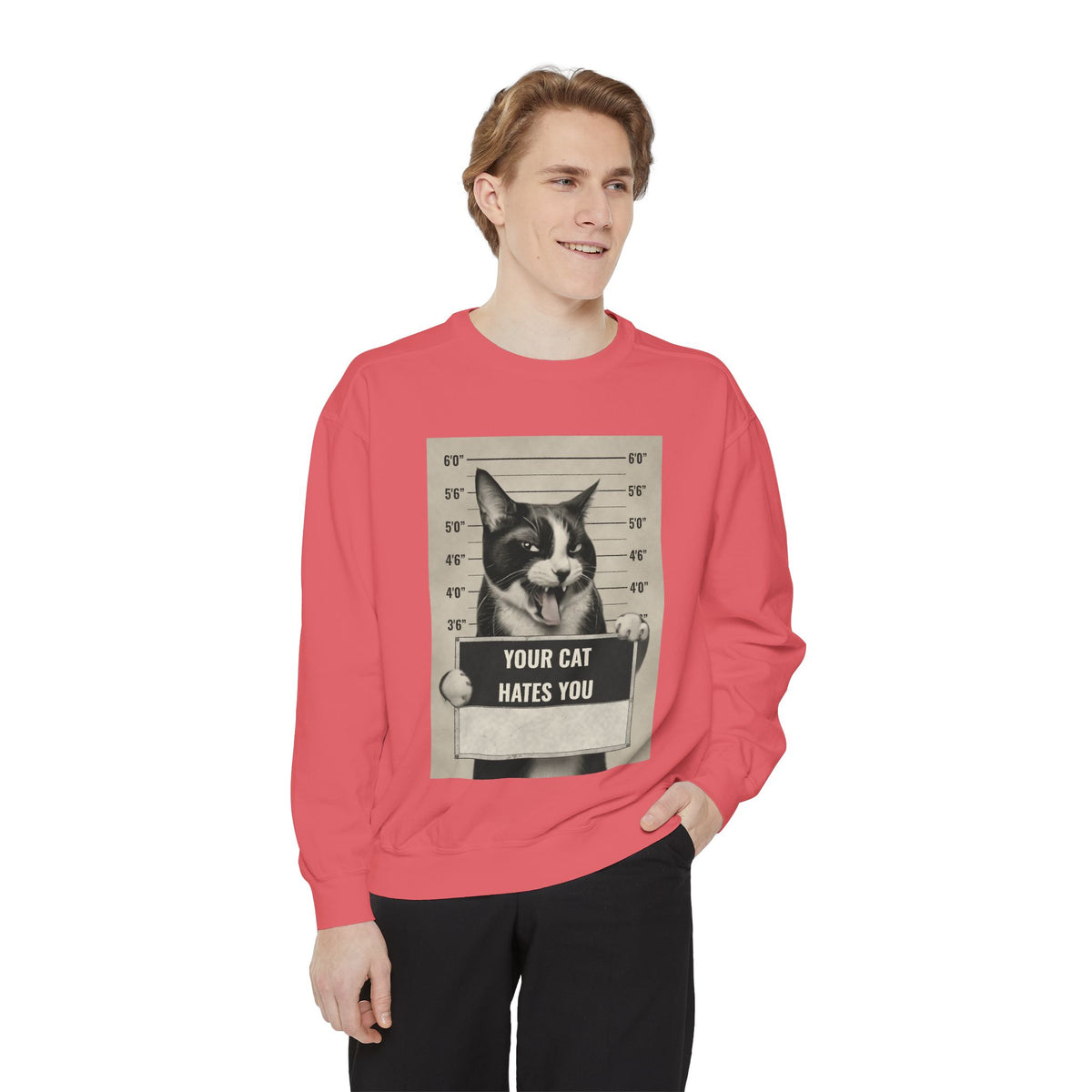Cat Mugshot Sweatshirt — “Your Cat Hates You” Vintage Pet Lover Pullover