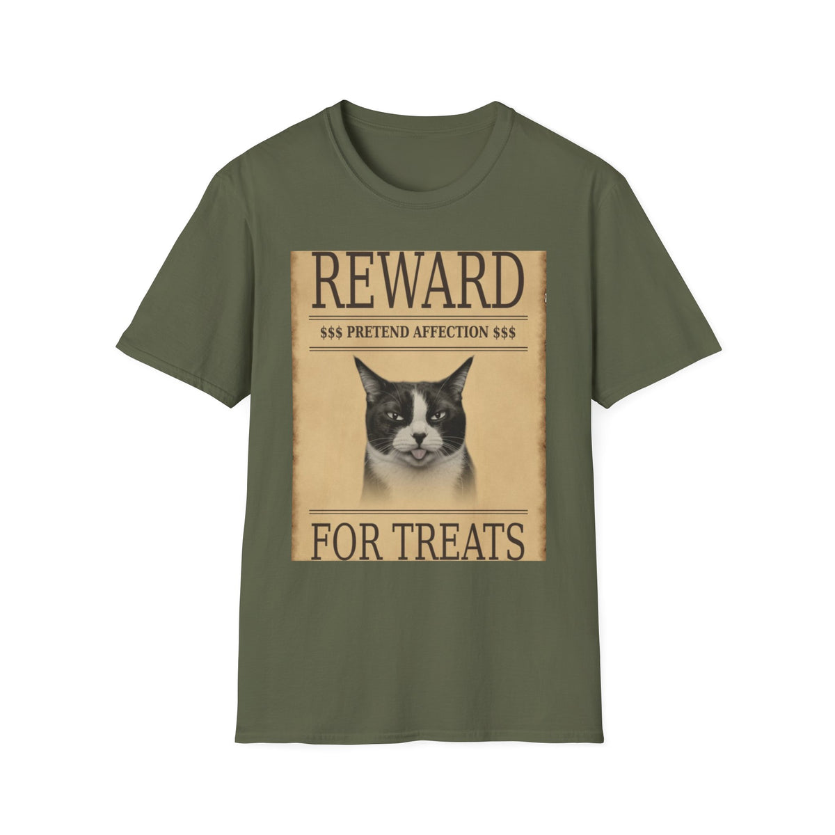 Reward for Treats Cat T-Shirt — Vintage Wanted Poster Cat Tee