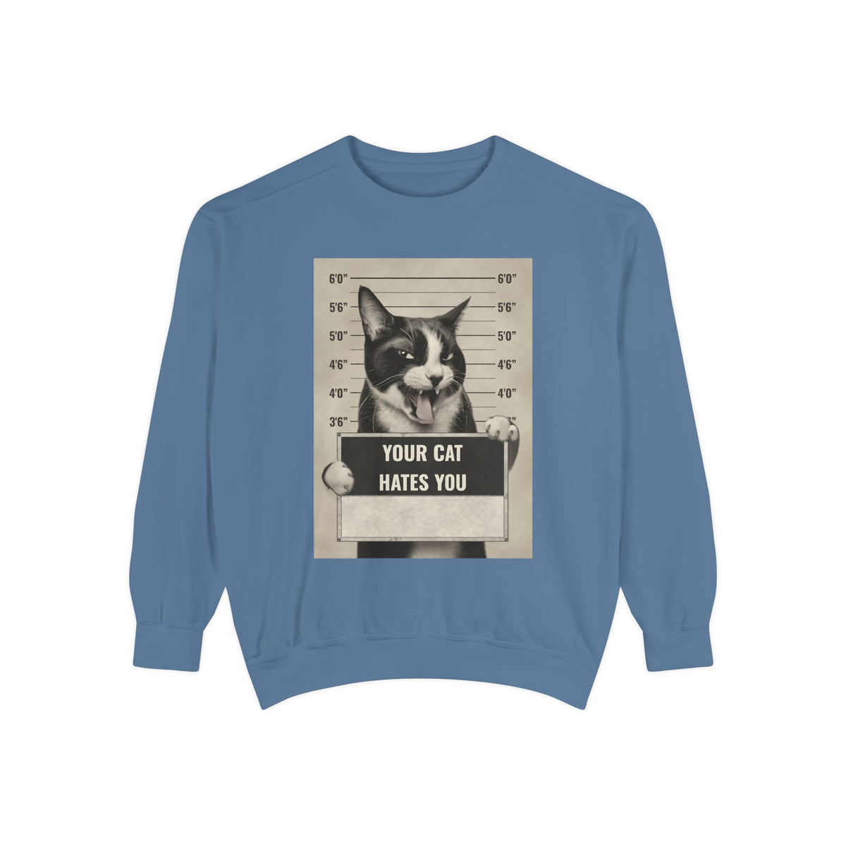Cat Mugshot Sweatshirt — “Your Cat Hates You” Vintage Pet Lover Pullover