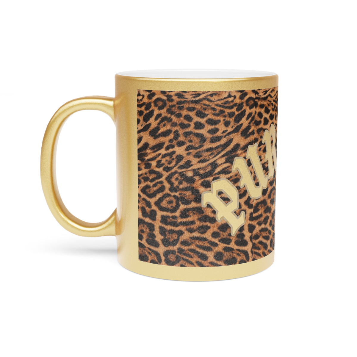 Jaguar 'Purrr' Metallic Mug — Gold Accent Cat Lover Coffee Cup