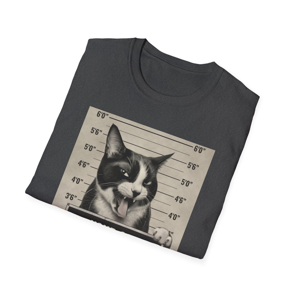 Cat Mugshot T-Shirt — “Your Cat Hates You” Funny Cat Lover Tee