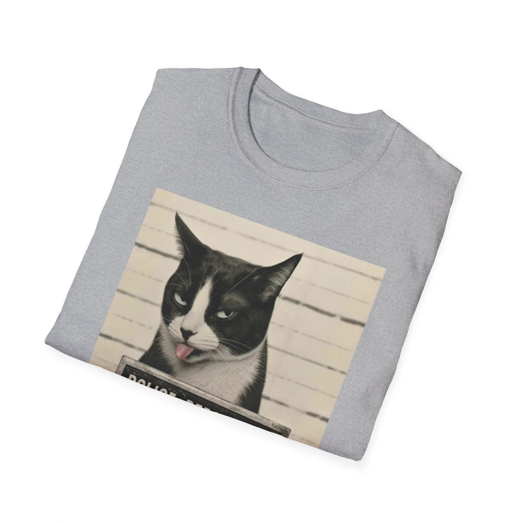 Scaredy Cat Mugshot T-Shirt — Funny Cat Police Department Tee
