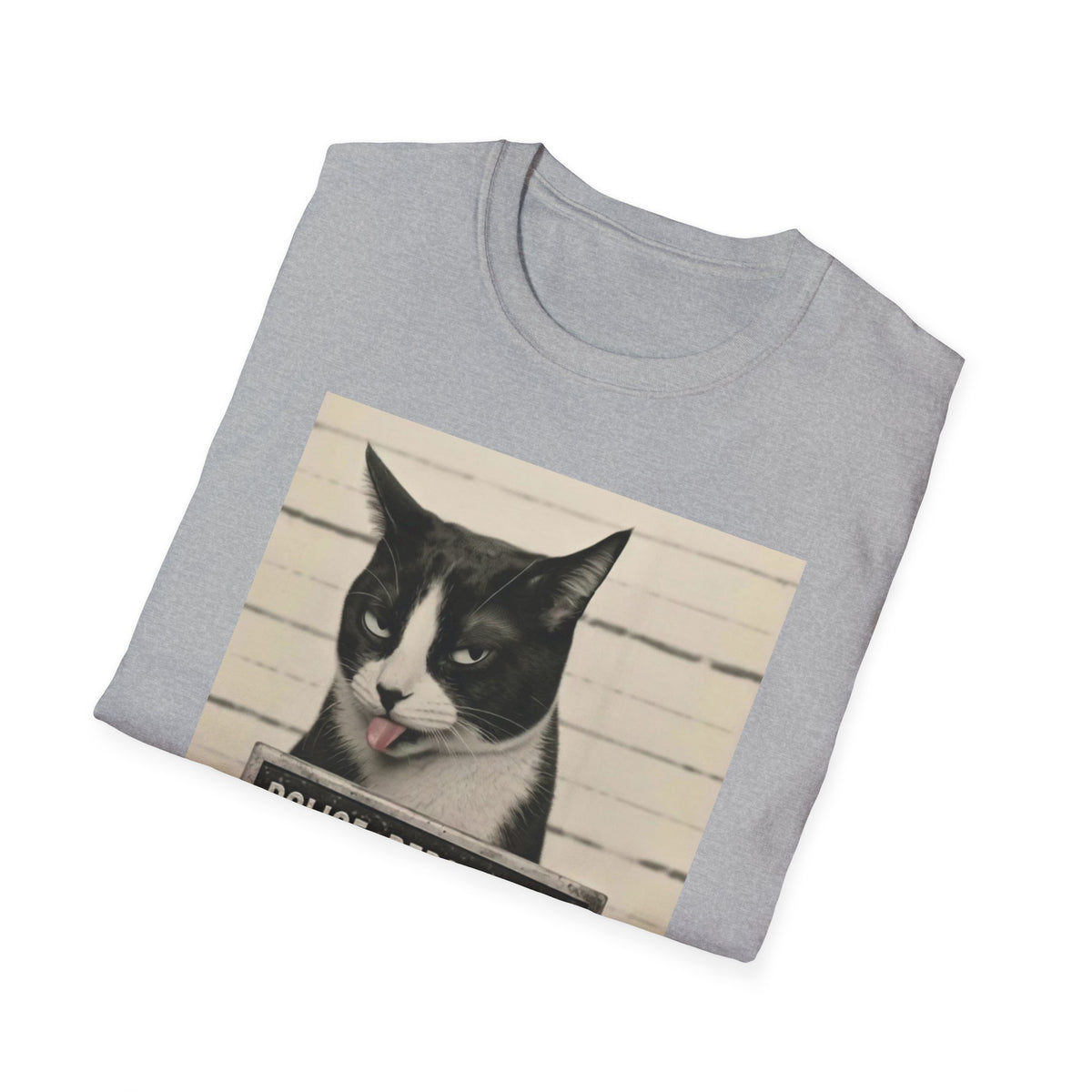 Scaredy Cat Mugshot T-Shirt — Funny Cat Police Department Tee