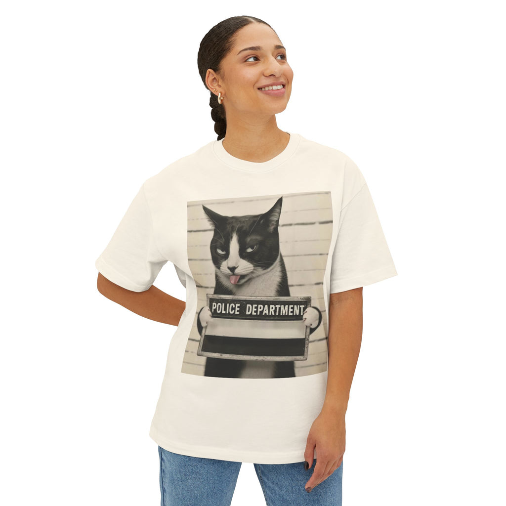 Mugshot Cat Tee — Vintage Police Department Cat Graphic Shirt